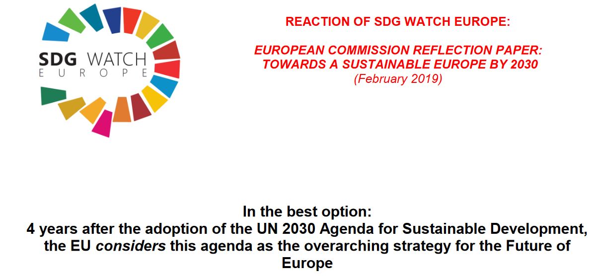 REACTION OF SDG WATCH EUROPE on EUROPEAN COMMISSION REFLECTION PAPER “TOWARDS A SUSTAINABLE EUROPE BY 2030”